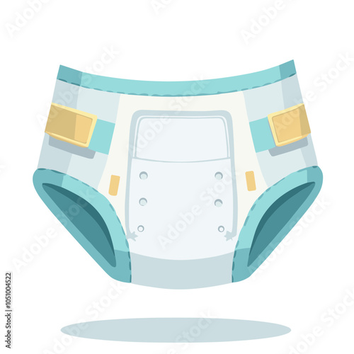 Vector illustration of baby diaper in blue and white