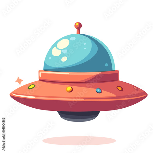 Vector illustration of hovering orange UFO