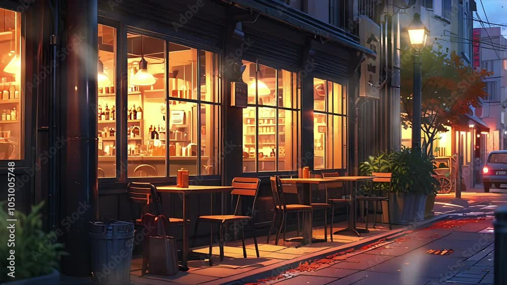 Cozy atmosphere in a roadside cafe at night. Seamless 4K looping timelapse video animation background Cozy atmosphere in a roadside cafe at night. Seamless 4K looping timelapse video animation background