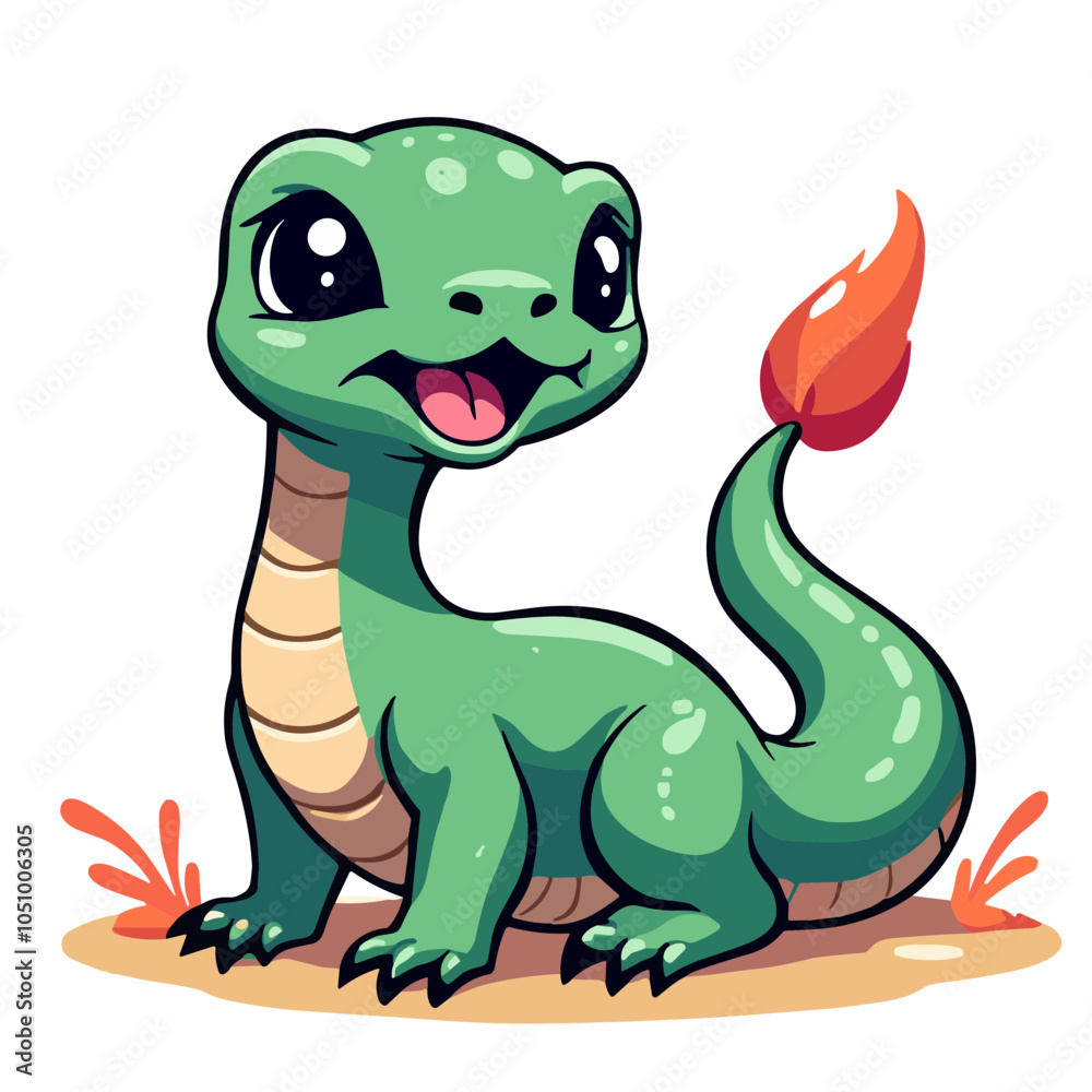 Obraz premium Vector illustration of cute baby dinosaur