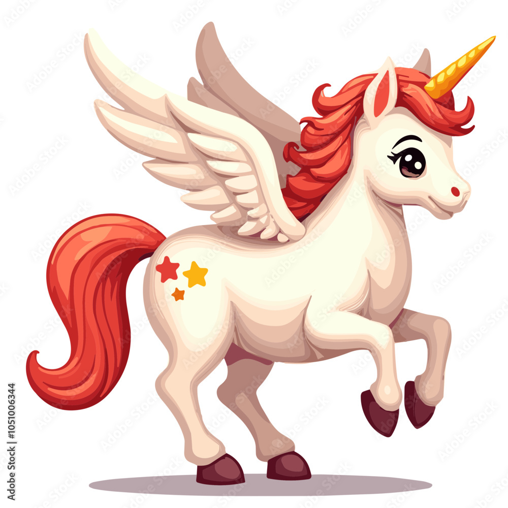 Vector illustration of winged unicorn with stars Vector illustration of winged unicorn with stars