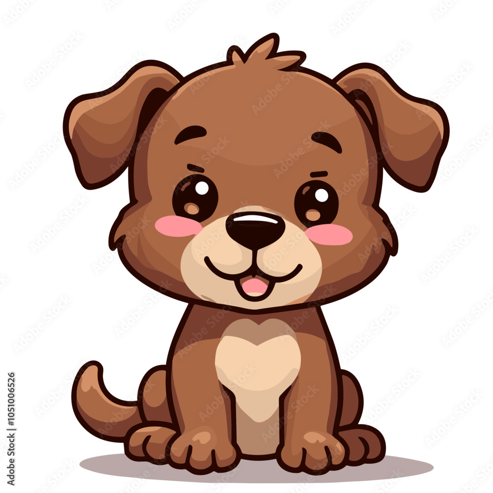 Fototapeta premium Happy puppy sitting pose, vector illustration 