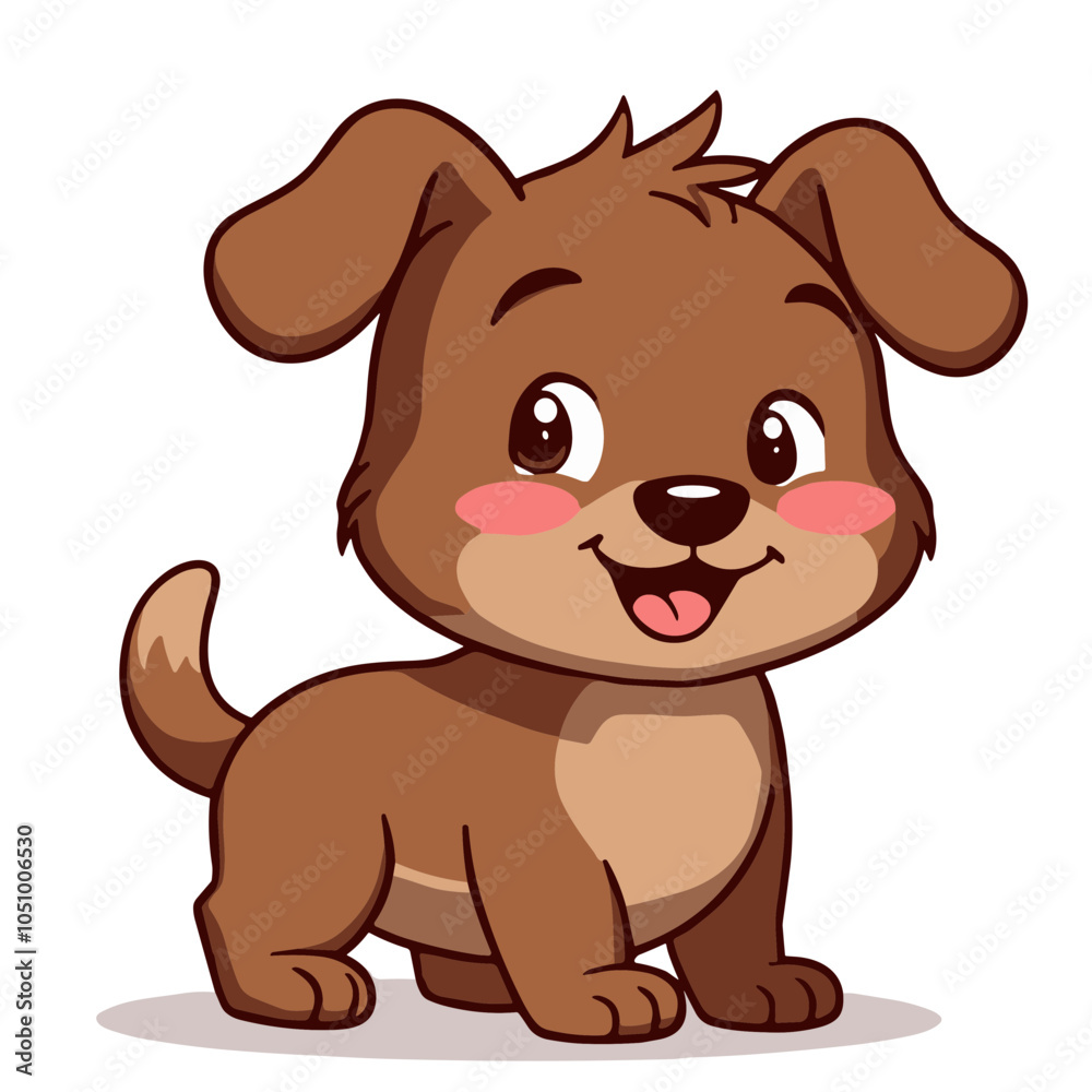 Obraz premium Cheerful puppy in playful stance, vector illustration 