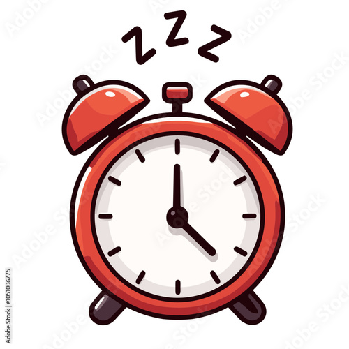 Red alarm clock sleeping, vector illustration