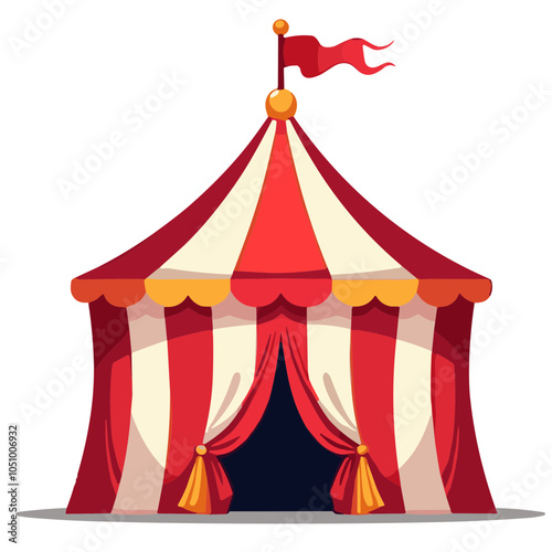 Red and white circus tent, vector illustration