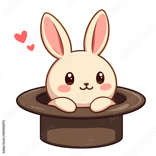 Cute bunny in magician hat, vector illustration