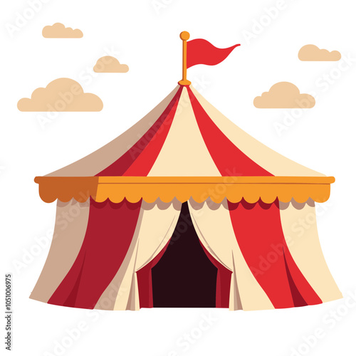 Circus tent with clouds, vector illustration