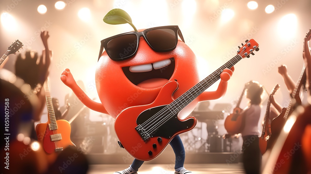 Obraz premium Cheerful Red Cherry Character in 3D Illustration