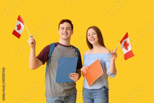Students with flags of Cana...