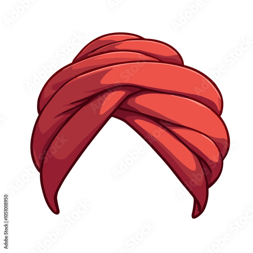 Traditional red turban wrap, vector illustration
