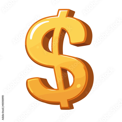 Golden dollar sign symbol, vector illustration
