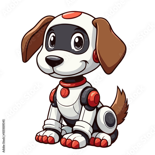 Robot dog character design, vector illustration
