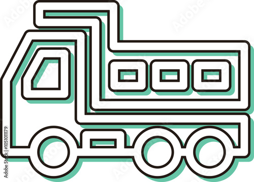 カラーシャドウ乗り物アイコンイラスト　ダンプカー