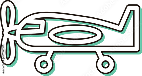 カラーシャドウ乗り物アイコンイラスト　プロペラ機