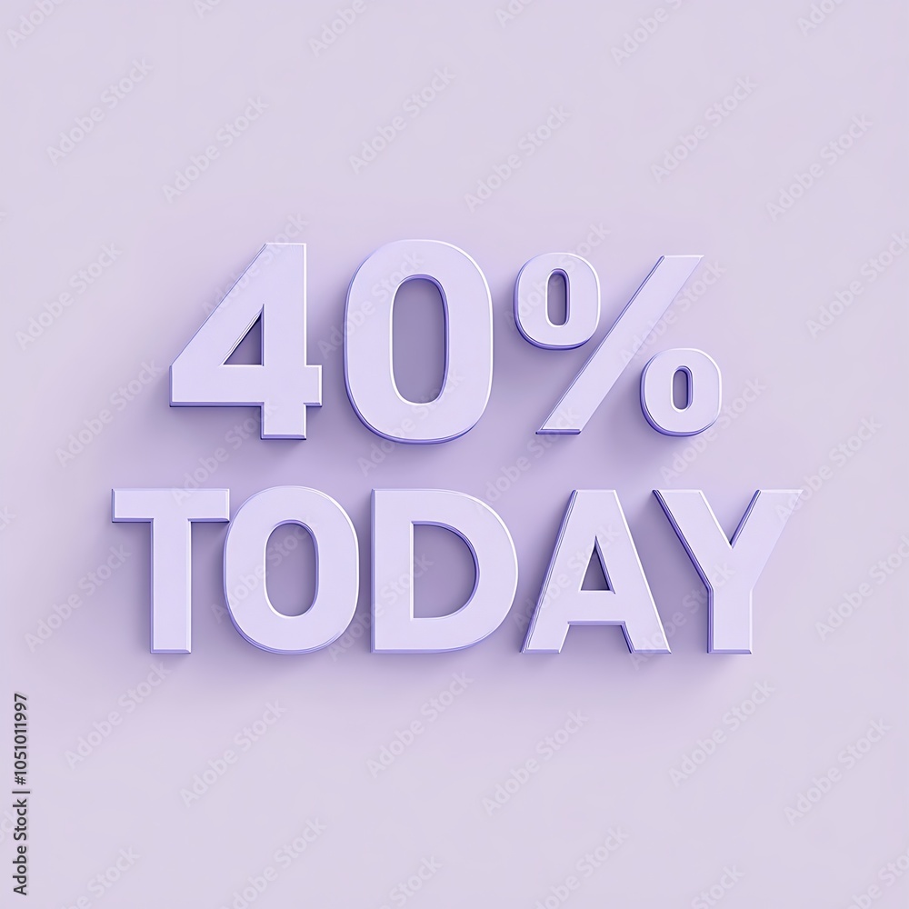 Discount Offer in Pastel Lavender 3D Text Design Discount Offer in Pastel Lavender 3D Text Design
