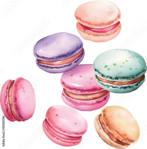 colorful macaroons on a white background