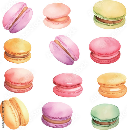 colorful macaroons isolated on white