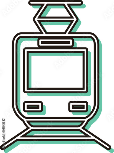 カラーシャドウ駅関連アイコンイラスト　電車