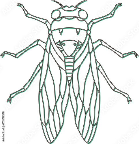 カラーシャドウ昆虫単品アイコン　蝉