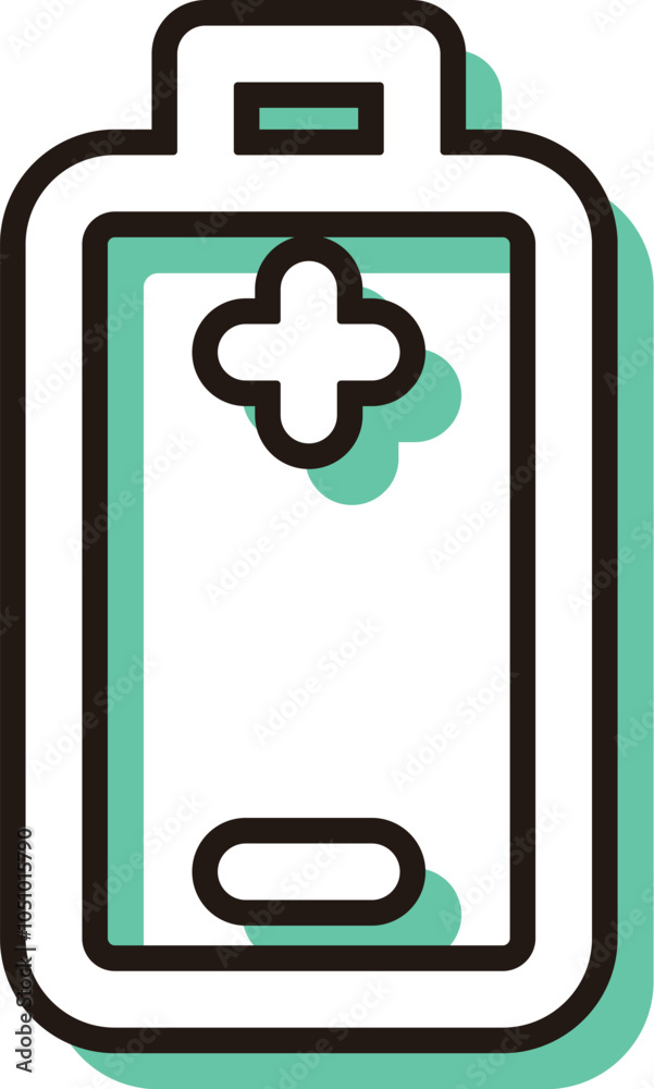 Obraz premium 防災に必要な持ち物のカラーシャドウ単品アイコン バッテリー