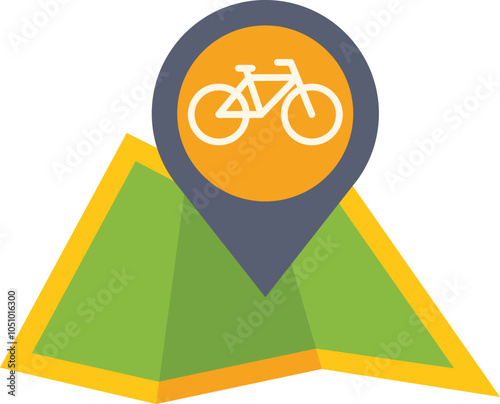 Location pin is indicating a bicycle shop or bike path on a stylized map
