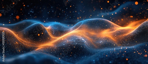 Abstract Blue and Orange Glowing Waves