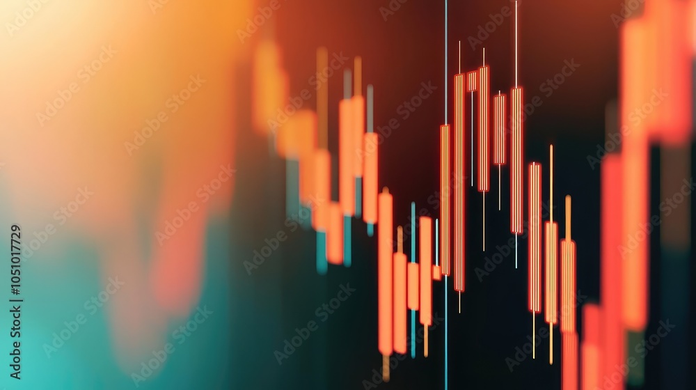 Abstract stock market graph with candle stick chart on vibrant background Abstract stock market graph with candle stick chart on vibrant background