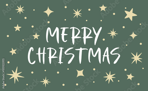 Christmas card with star elements on a vintage blue background. Merry Christmas greetings