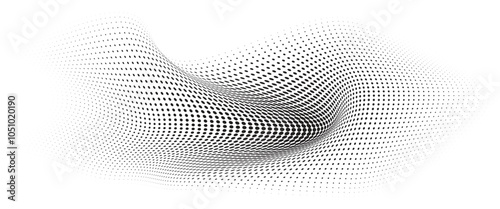 Flowing Dot Wave halftone gradient pattern on transparent background	
