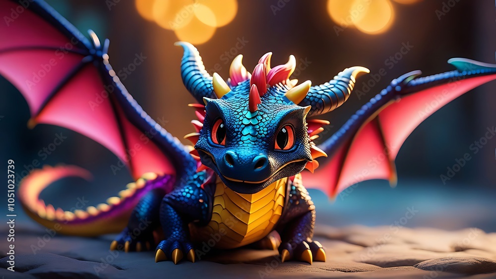 Fototapeta premium red dragon in the night