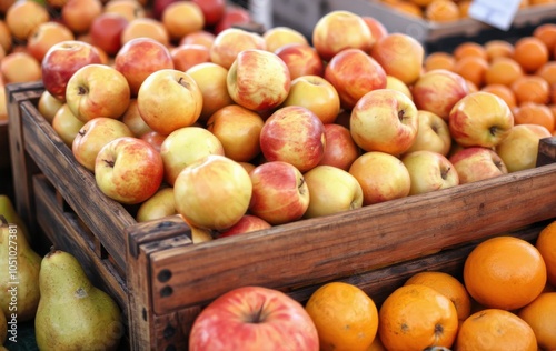 Fresh Harvest Apples in Rustic Market Setting