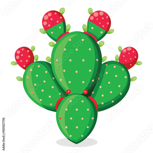 The prickly pear vector and illustration are isolated on a white background.