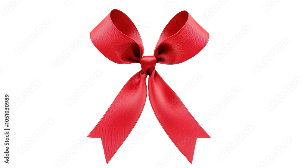 Red satin bow with long tails, isolated on a transparent background Red satin bow with long tails, isolated on a transparent background