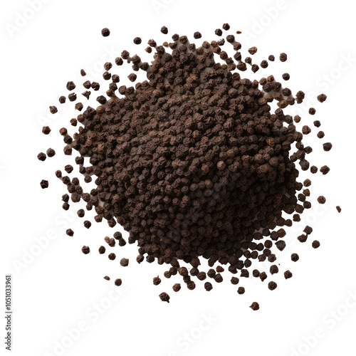  Ground black pepper flakes on transparent background