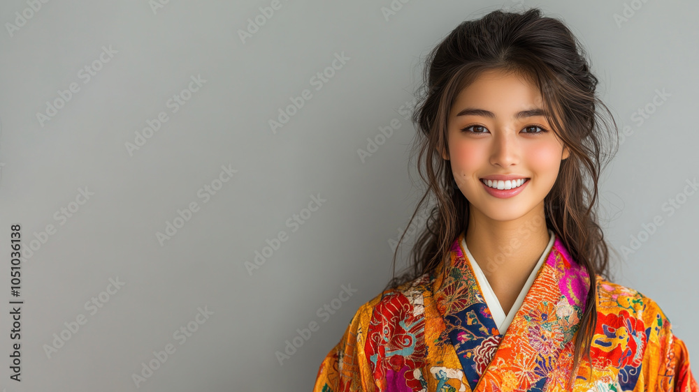 Japanese woman wearing traditional huipil tunic mexican guatemala cloth Japanese woman wearing traditional huipil tunic mexican guatemala cloth