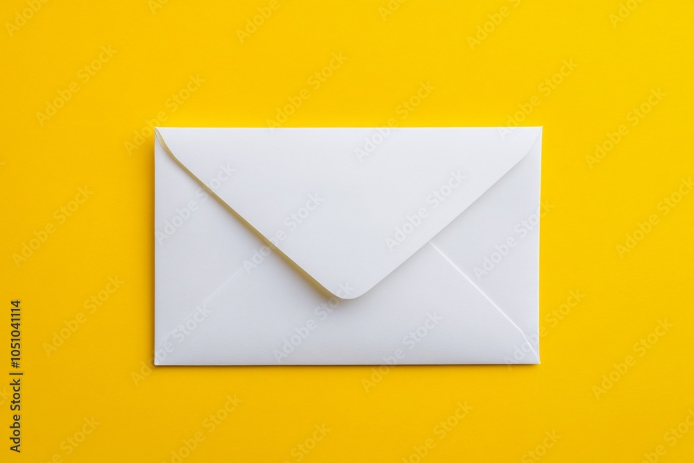 White Envelope on Yellow Background Mail Correspondence Communication