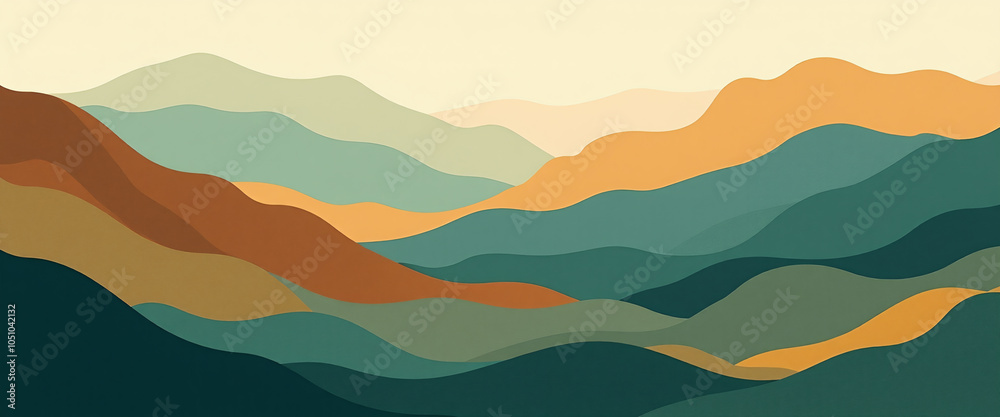 Abstract Mountain Landscape: Minimalist Design with Earthy Tones Abstract Mountain Landscape: Minimalist Design with Earthy Tones