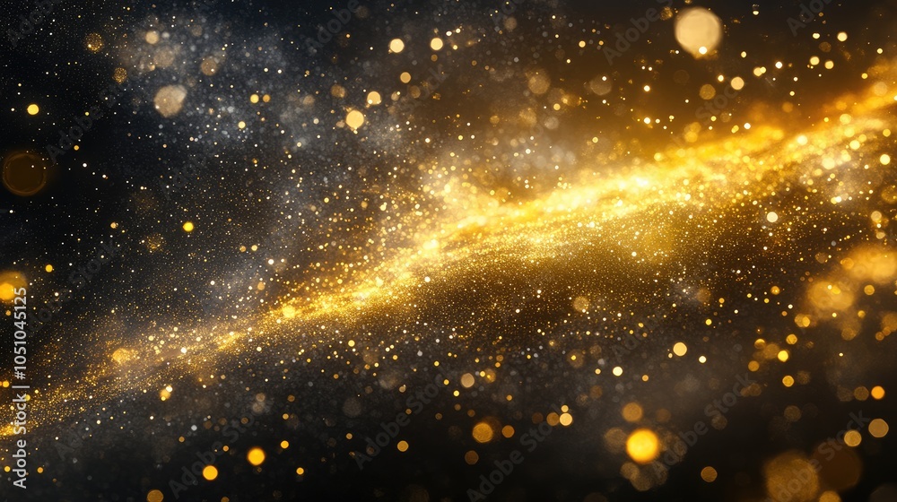 Fototapeta premium A mesmerizing voyage through the cosmic splendor of stars and golden particles in the universe