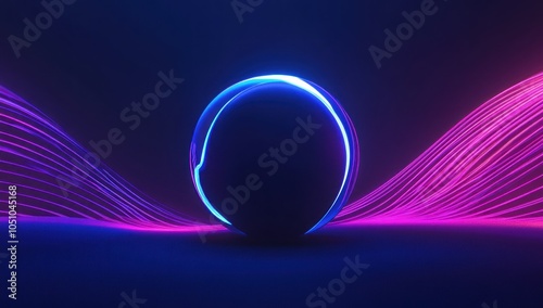 Abstract Sphere With Neon Lights