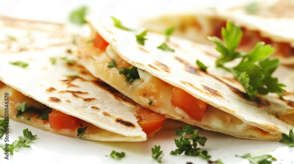 Close-Up Quesadillas on White Background Close-Up Quesadillas on White Background