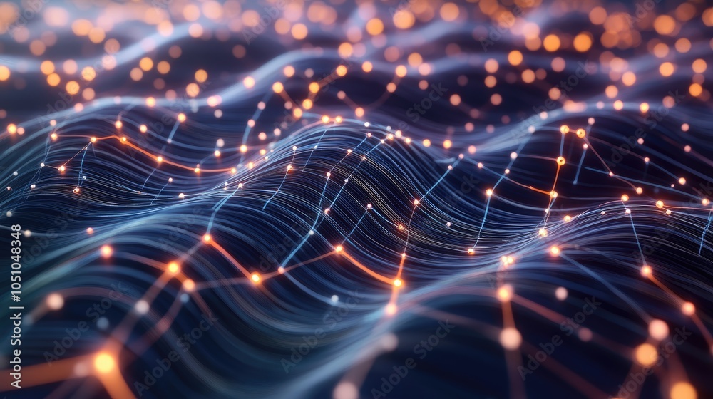 Fototapeta premium Exploring the dynamic flow of light and energy in a digital wave pattern