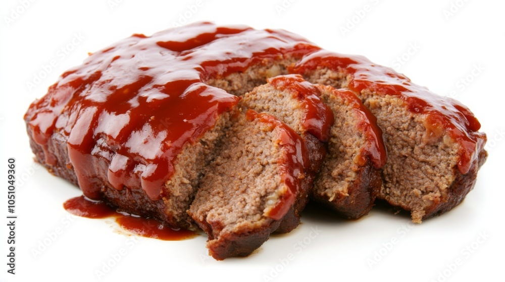 Elegant Meatloaf with Sauce on White Background Elegant Meatloaf with Sauce on White Background