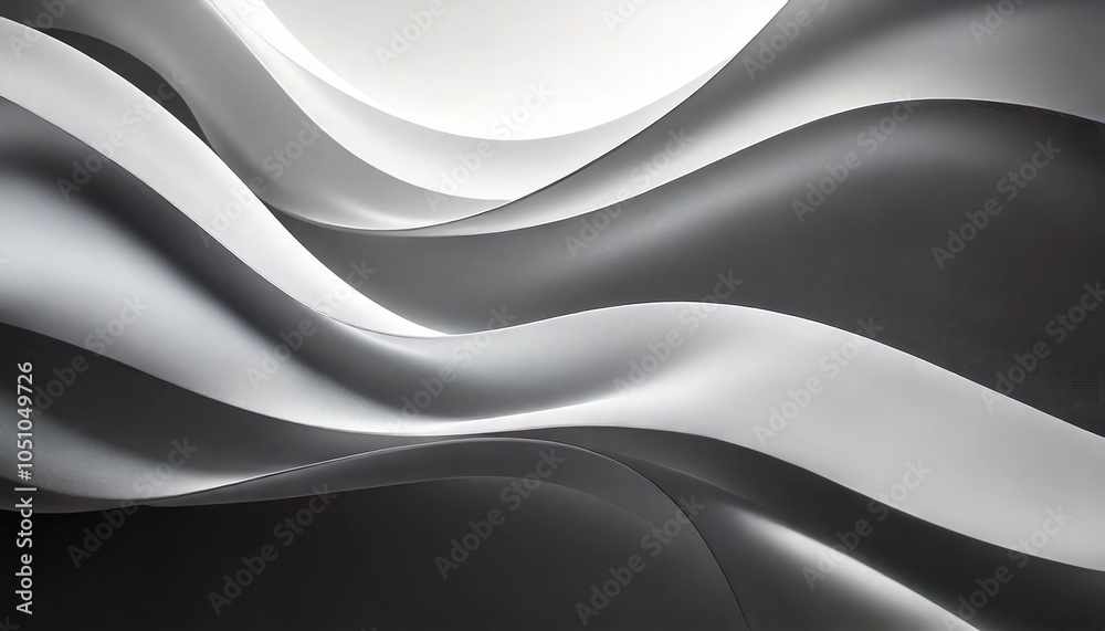 モノクロ シルク 曲線 滑らか 優雅 流線型 透明感 光沢 美しい 層 レイヤー エレガント ミニマル フォーマル グラデーション 立体感 モダン フロー シンプル 抽象