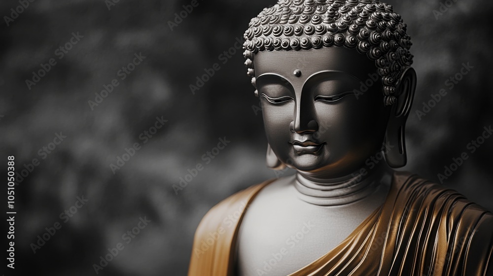 Tranquil Buddha Statue Against a Mystical Smoky Background Tranquil Buddha Statue Against a Mystical Smoky Background