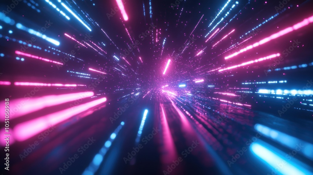 Obraz premium Abstract Neon Lights in a Tunnel