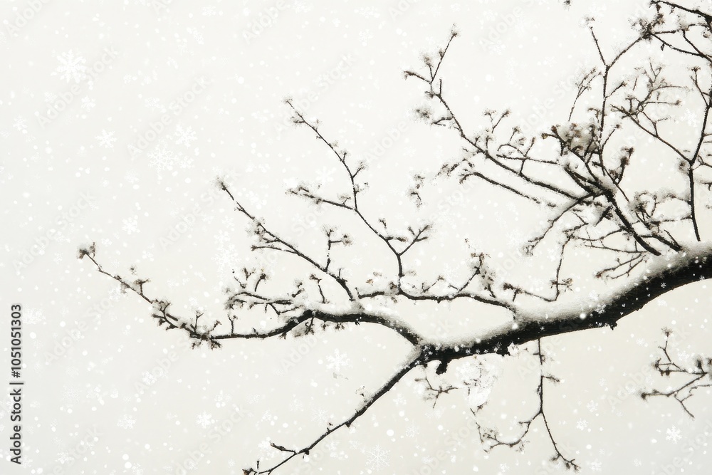 Obraz premium Winter Snow on Bare Tree Branches in the Winter Landscape