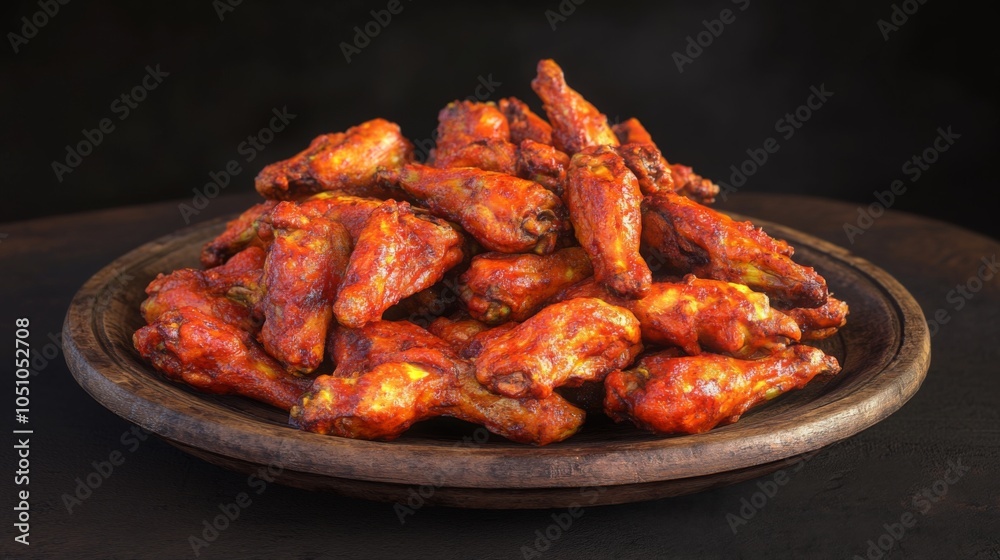 Elegant 3D Buffalo Wings Presentation with High Contrast Elegant 3D Buffalo Wings Presentation with High Contrast