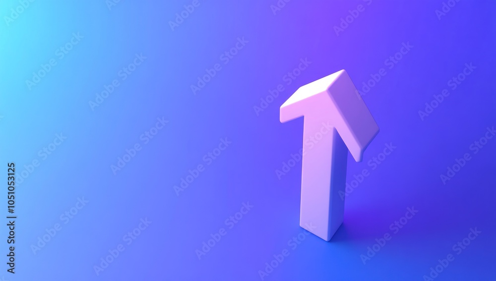 3D White Arrow Pointing Upwards on a Gradient Background 3D White Arrow Pointing Upwards on a Gradient Background