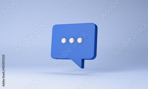 Icon in blue color of speech and chat bubble isolated. 3D illustration