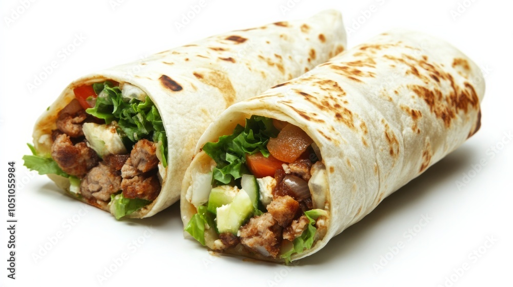 Rustic Burritos on White Background in Motion Rustic Burritos on White Background in Motion